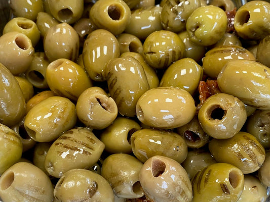 Grilled & Marinated Pitted Green Olives